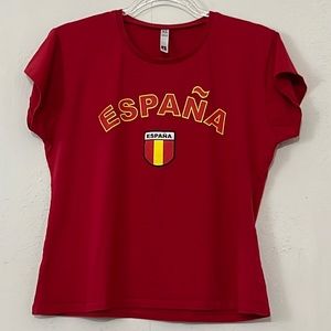 Russell Athletic Womens Red España Short Sleeve T-Shirt Sz Xl